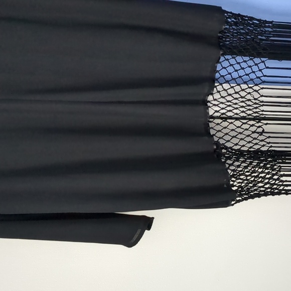 Medium Staring at Stars Open Front Embroidered Fringe Sheer Black Kimono - Picture 14 of 15